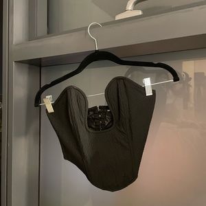 PLT plunge black corset